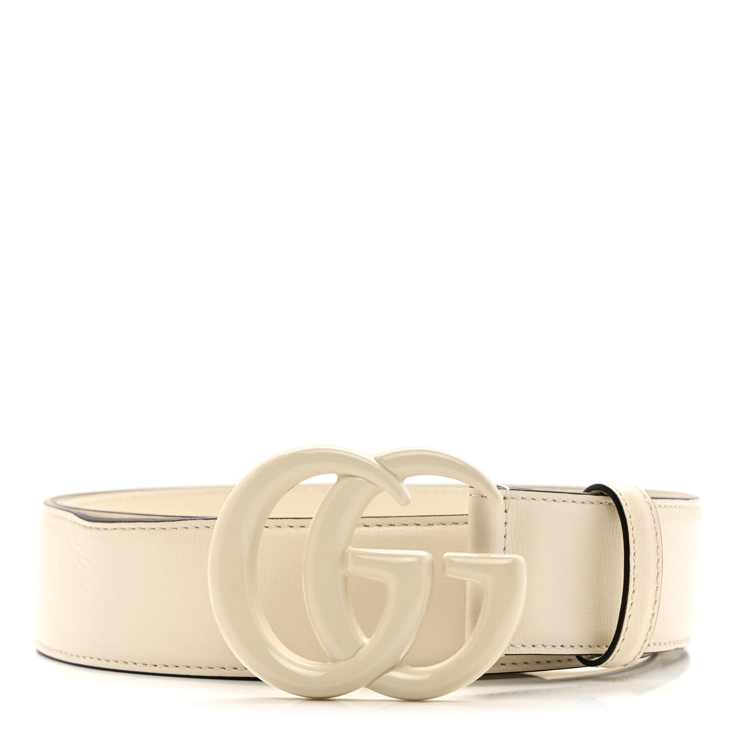 Azalea Calfskin Enamel Monochrome Double G 40mm Belt 95 38 Mystic White