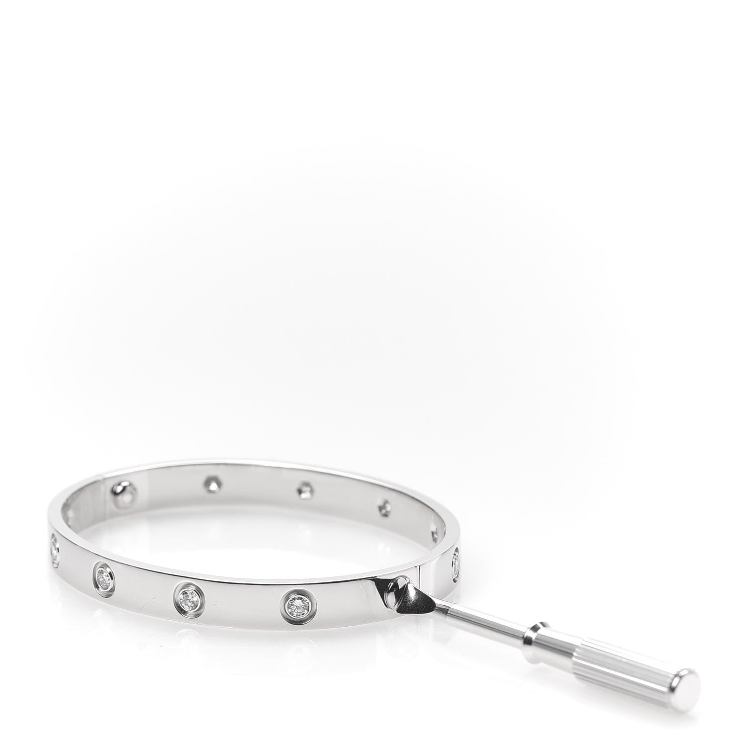 Cartier 18K White Gold 10 Diamond LOVE Bracelet 16 4 of 6