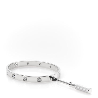 Cartier 18K White Gold 10 Diamond LOVE Bracelet 16 4 of 6