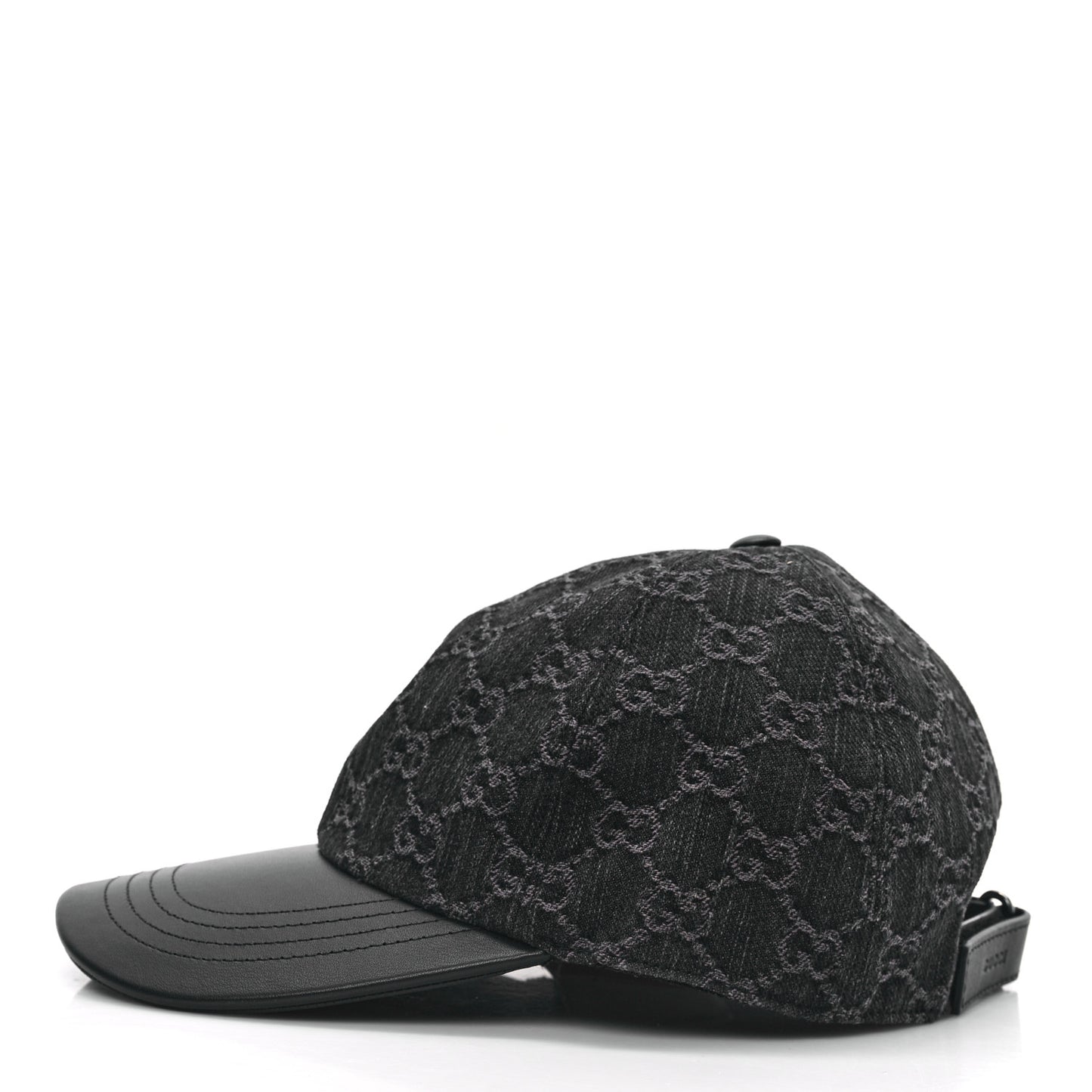 Denim Calfskin GG Monogram Baseball Hat S Black Grey