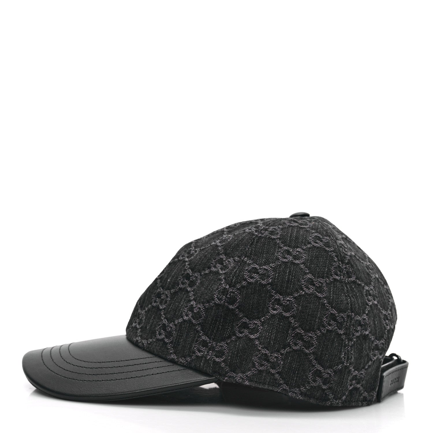 Gucci Denim Calfskin GG Monogram Baseball Hat S Black Grey 4 of 9