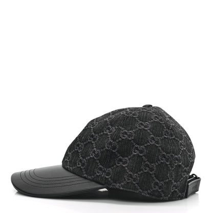 Gucci Denim Calfskin GG Monogram Baseball Hat S Black Grey 4 of 9
