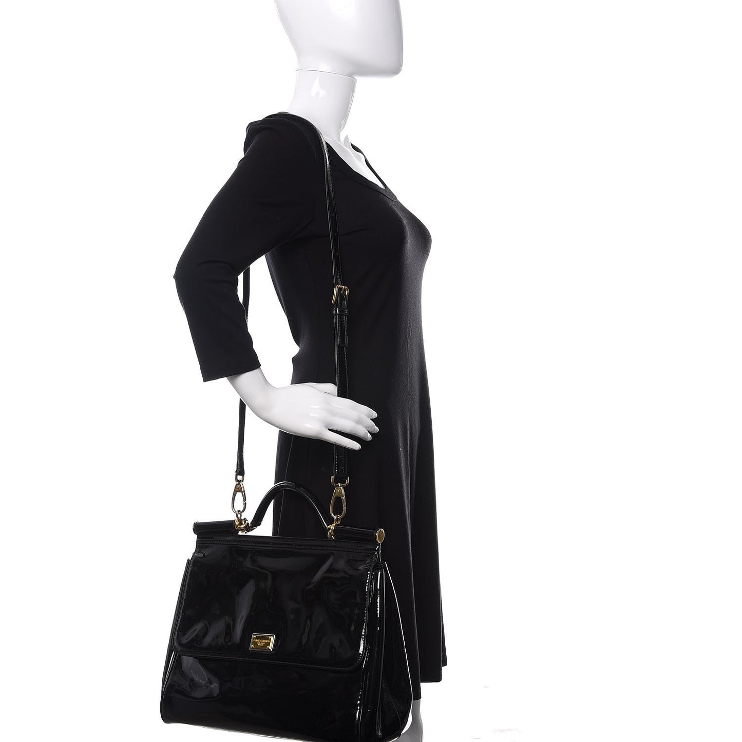 Patent Large Miss Sicily Satchel Black