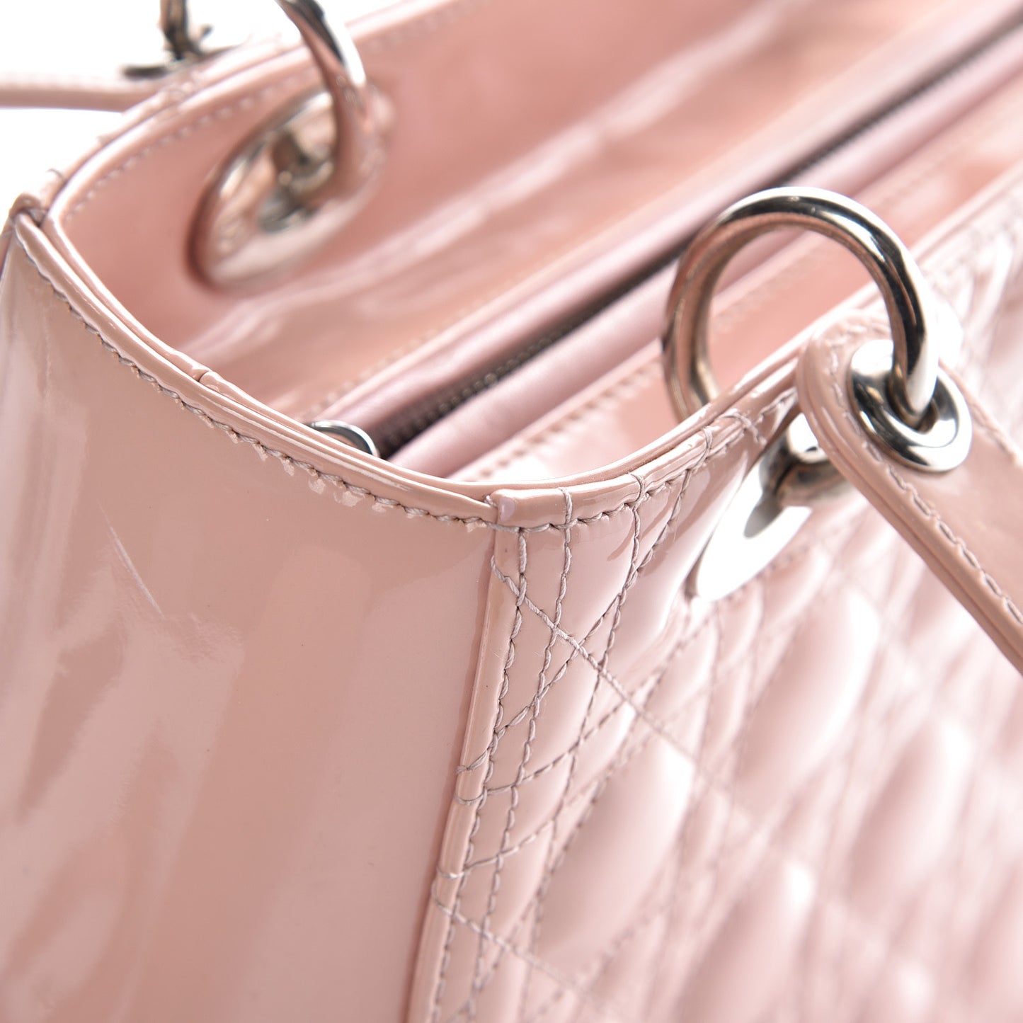 Patent Cannage Medium Lady Dior Rose Clair