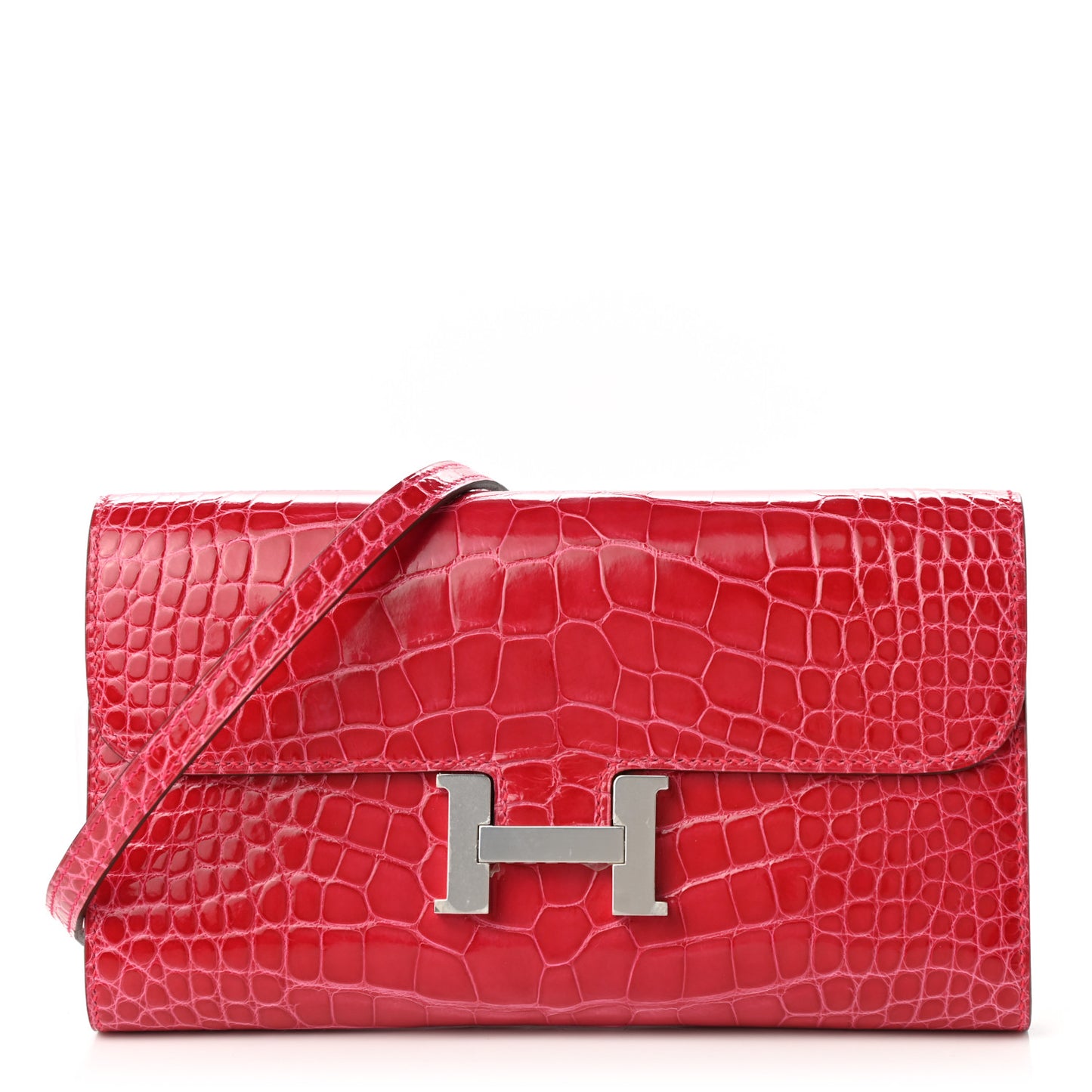 Shiny Alligator Constance Long Wallet To Go Rose Extreme