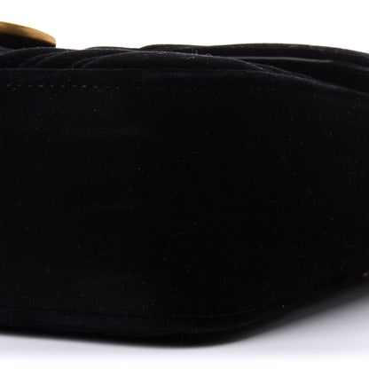Gucci Velvet Matelasse Small GG Marmont Shoulder Bag Black 11 of 14