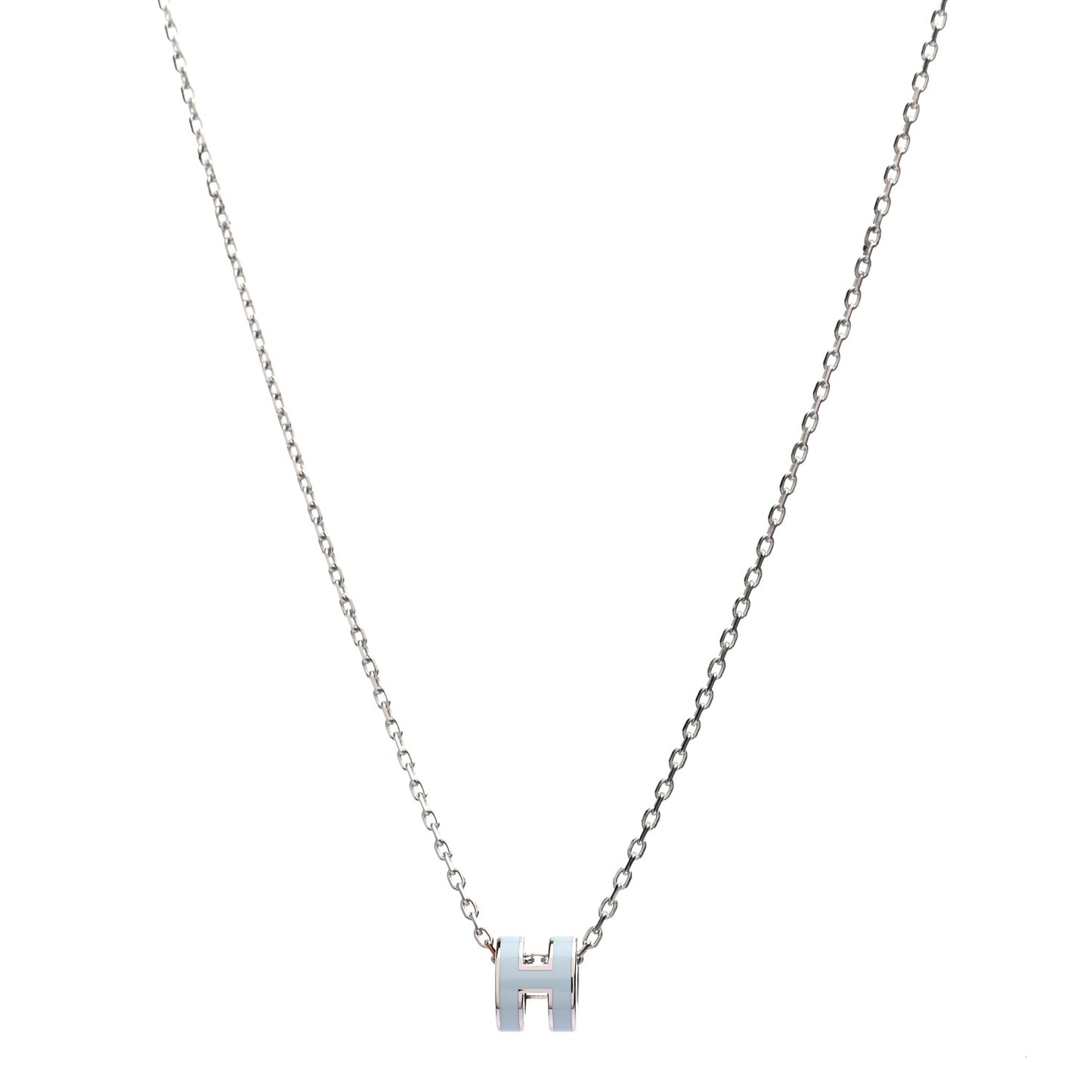 Lacquered Palladium Mini Pop H Pendant Necklace Bleu Zephyr