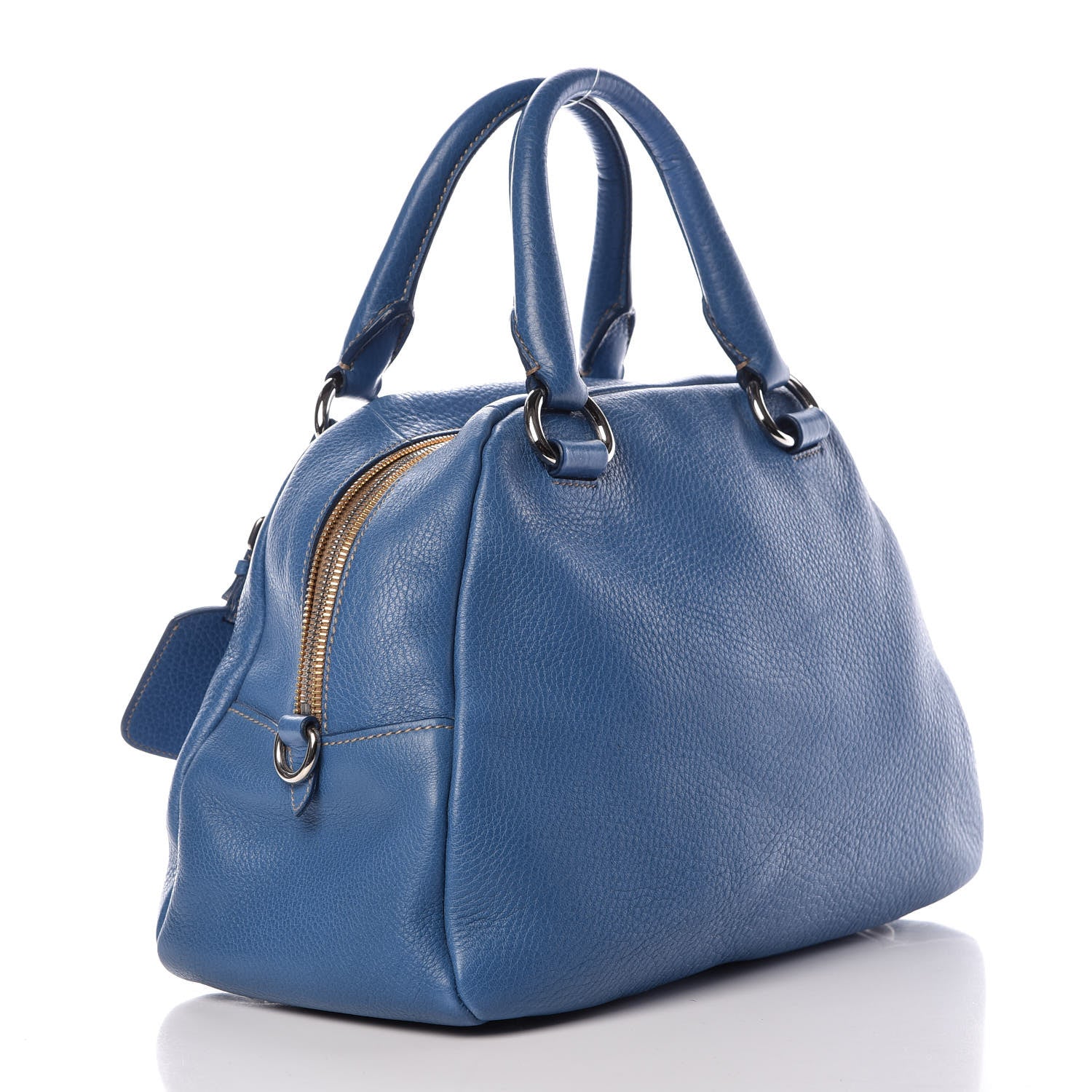 Prada Vitello Daino Dome Satchel Cobalto 3 of 15