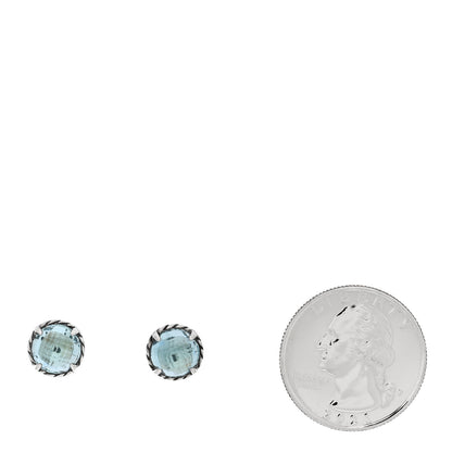 David Yurman Sterling Silver Blue Topaz 8mm Chatelaine Earrings 2 of 6