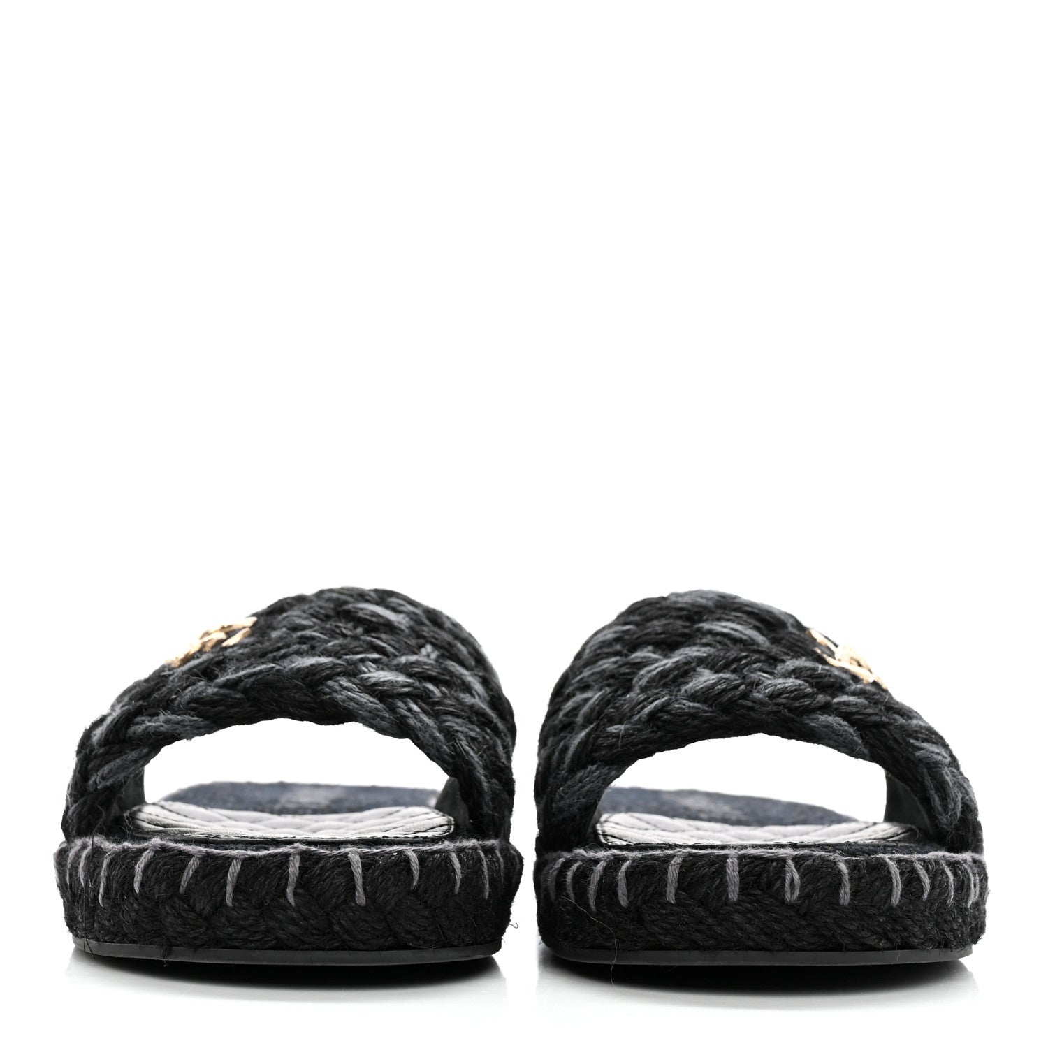 Chanel Knit Braided Slide Sandals 39 Black 2 of 10