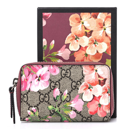 Gucci GG Supreme Monogram Blooms Zip Around Card Case Wallet Beige Multicolor Dry Rose 7 of 7