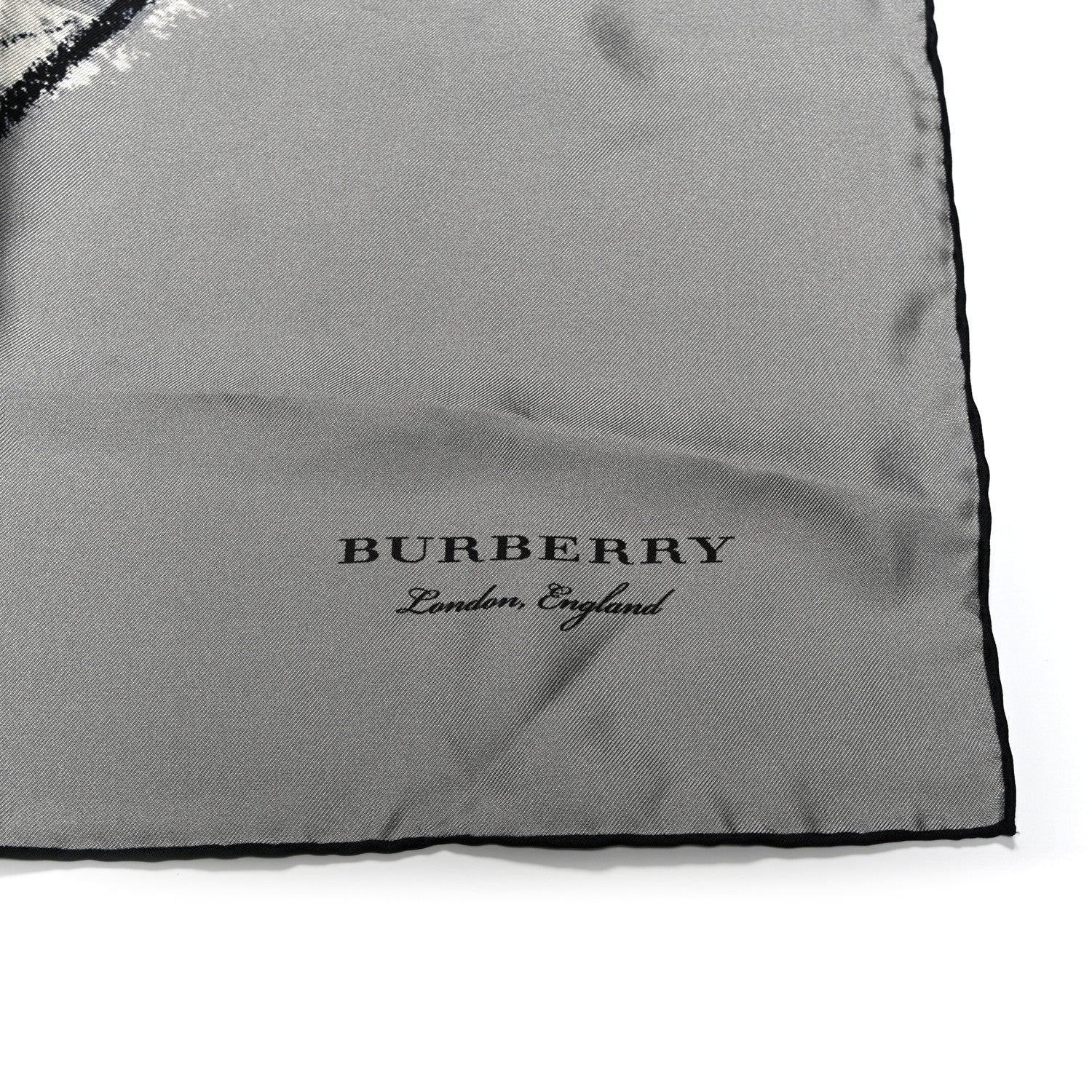 Burberry Silk Pallas Helmet Print Square Scarf Grey White Black 2 of 4