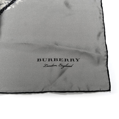 Burberry Silk Pallas Helmet Print Square Scarf Grey White Black 2 of 4
