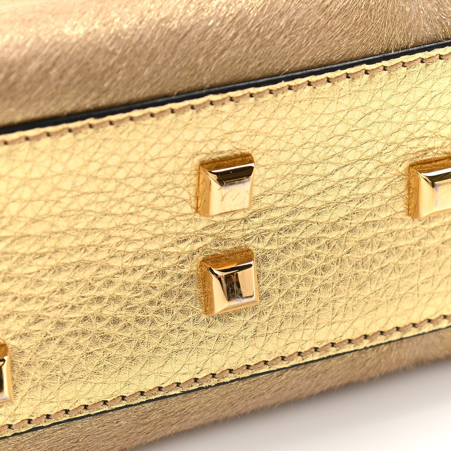 Valentino Garavani Metallic Calf Hair Small My Rockstud Frame Bag Gold 12 of 19