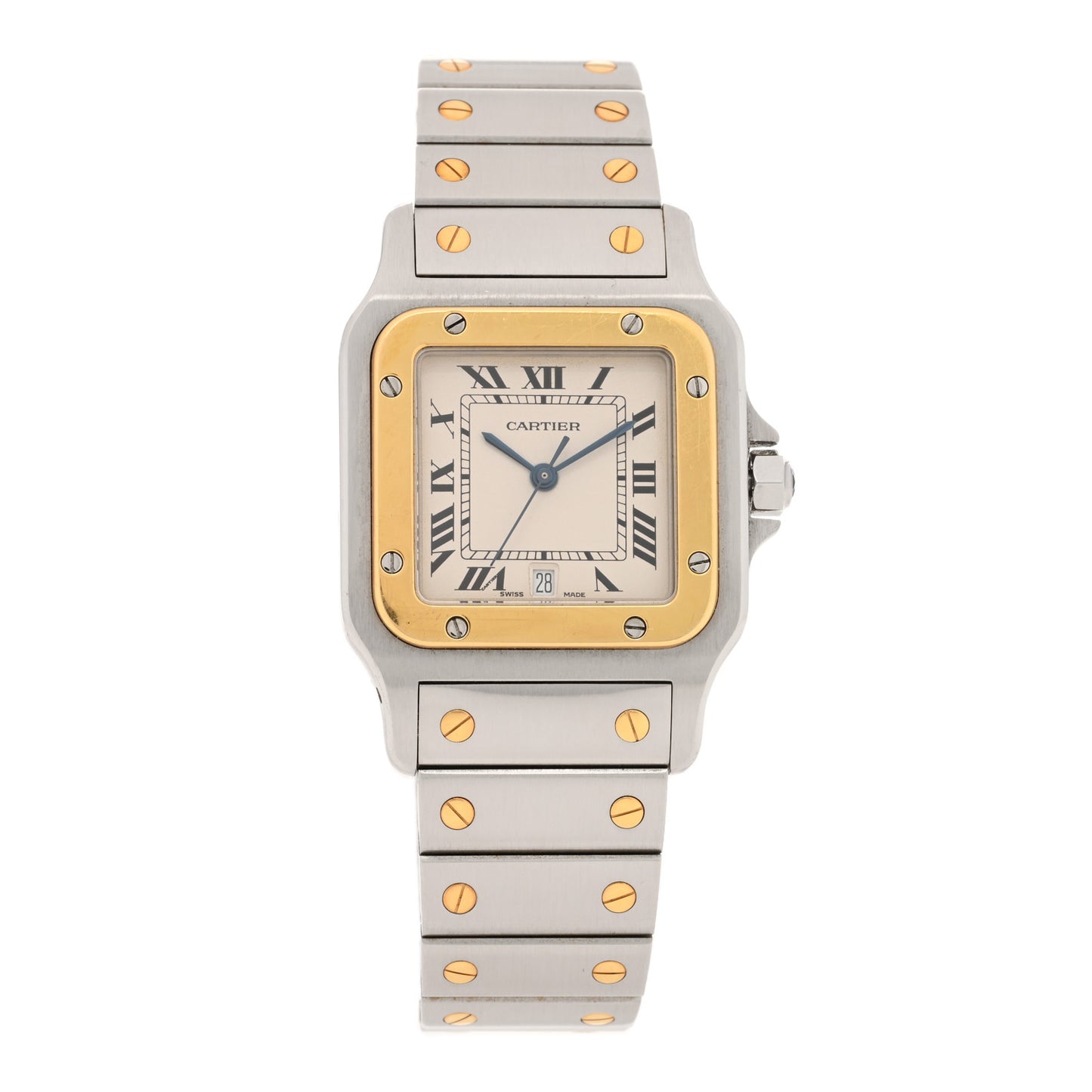 Stainless Steel 18K Yellow Gold 29mm Santos De Cartier Galbee Quartz Watch