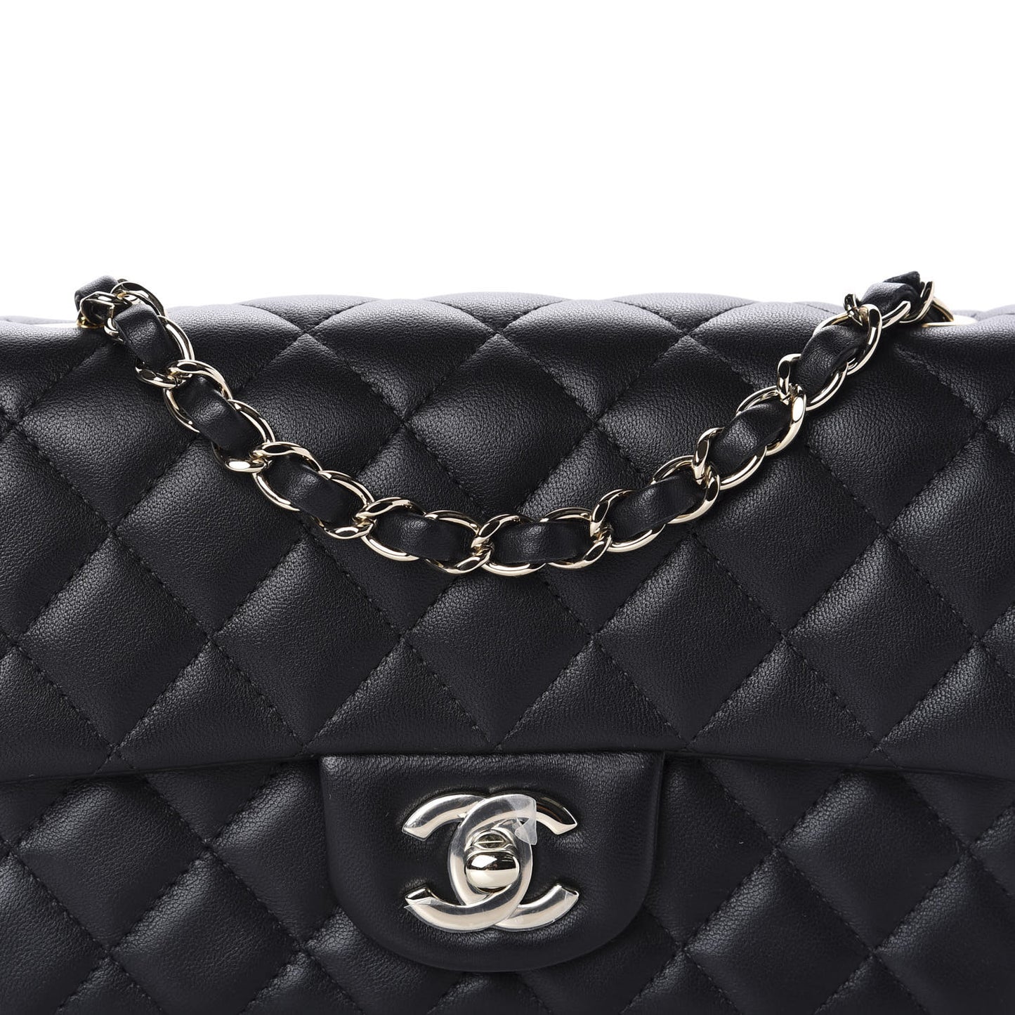 Lambskin Quilted Mini Rectangular Flap Black