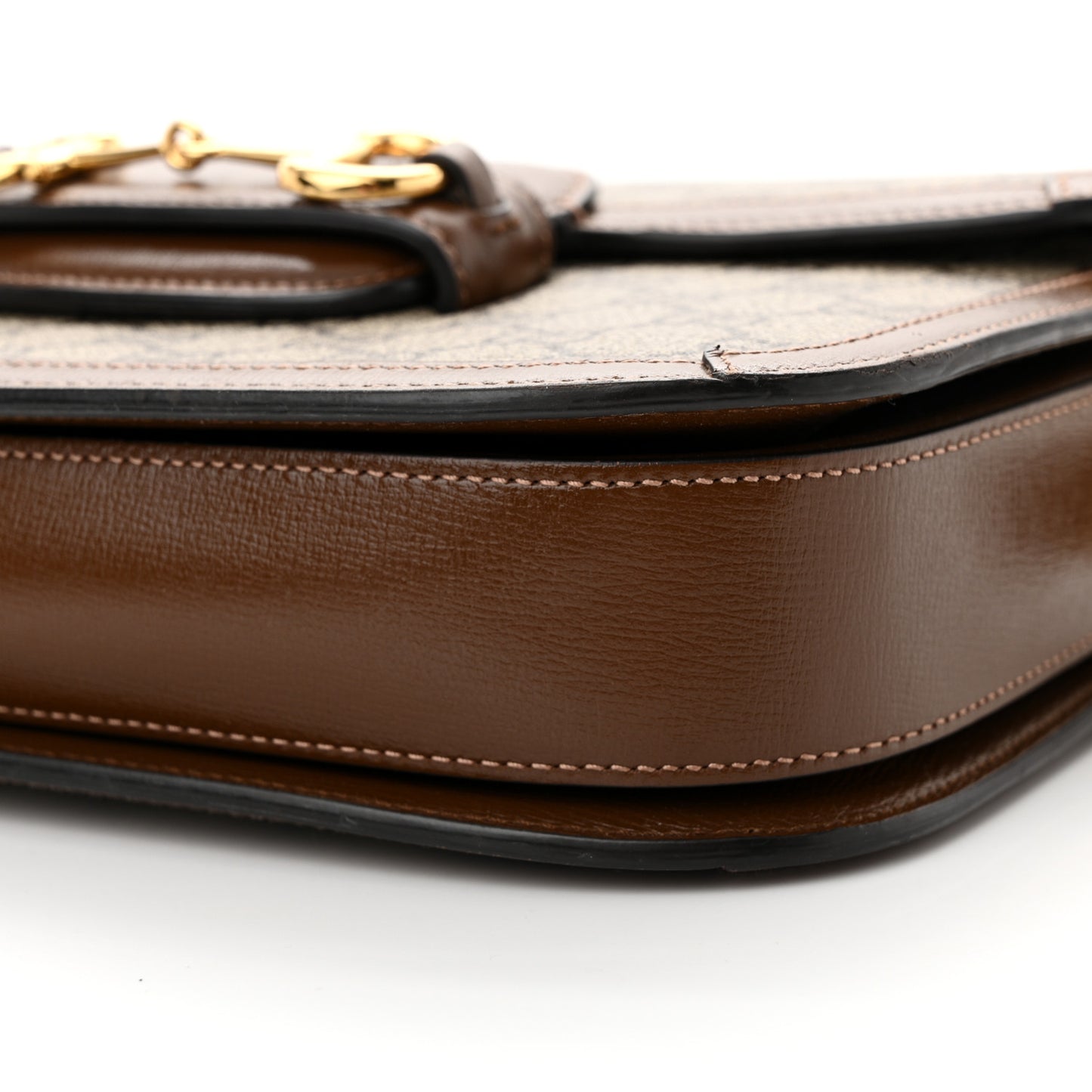 GG Supreme Monogram Horsebit 1955 Shoulder Bag Beige Brown Sugar