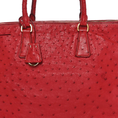 Prada Ostrich Large Galleria Double Zip Tote Fuoco 7 of 9