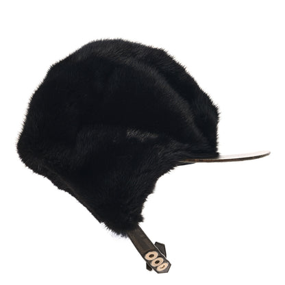 Fendi Mink Glazed Fabric FF Cap Hat M Black Tobacco 10 of 16