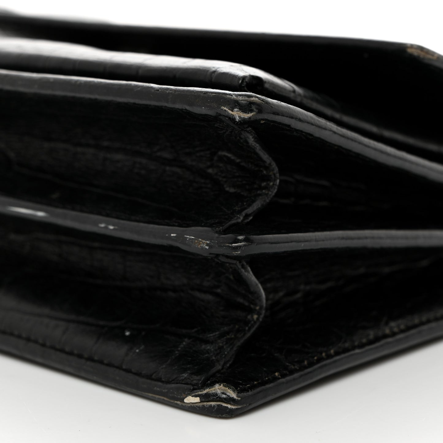 Calfskin Crocodile Embossed Medium Monogram Sunset Black