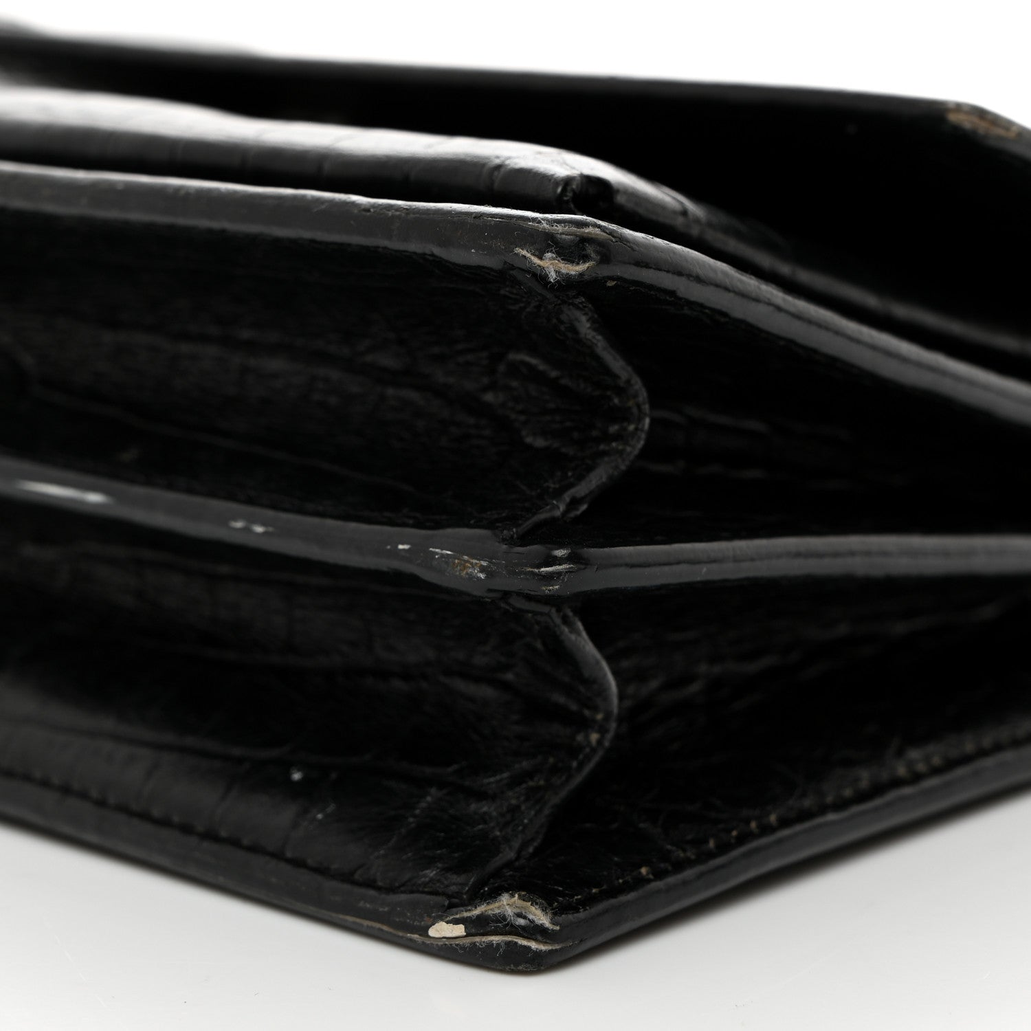 Saint Laurent Calfskin Crocodile Embossed Medium Monogram Sunset Black 11 of 14