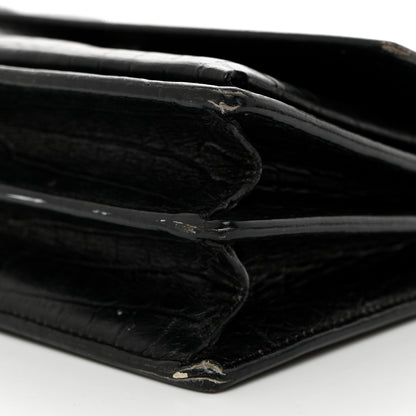 Saint Laurent Calfskin Crocodile Embossed Medium Monogram Sunset Black 11 of 14