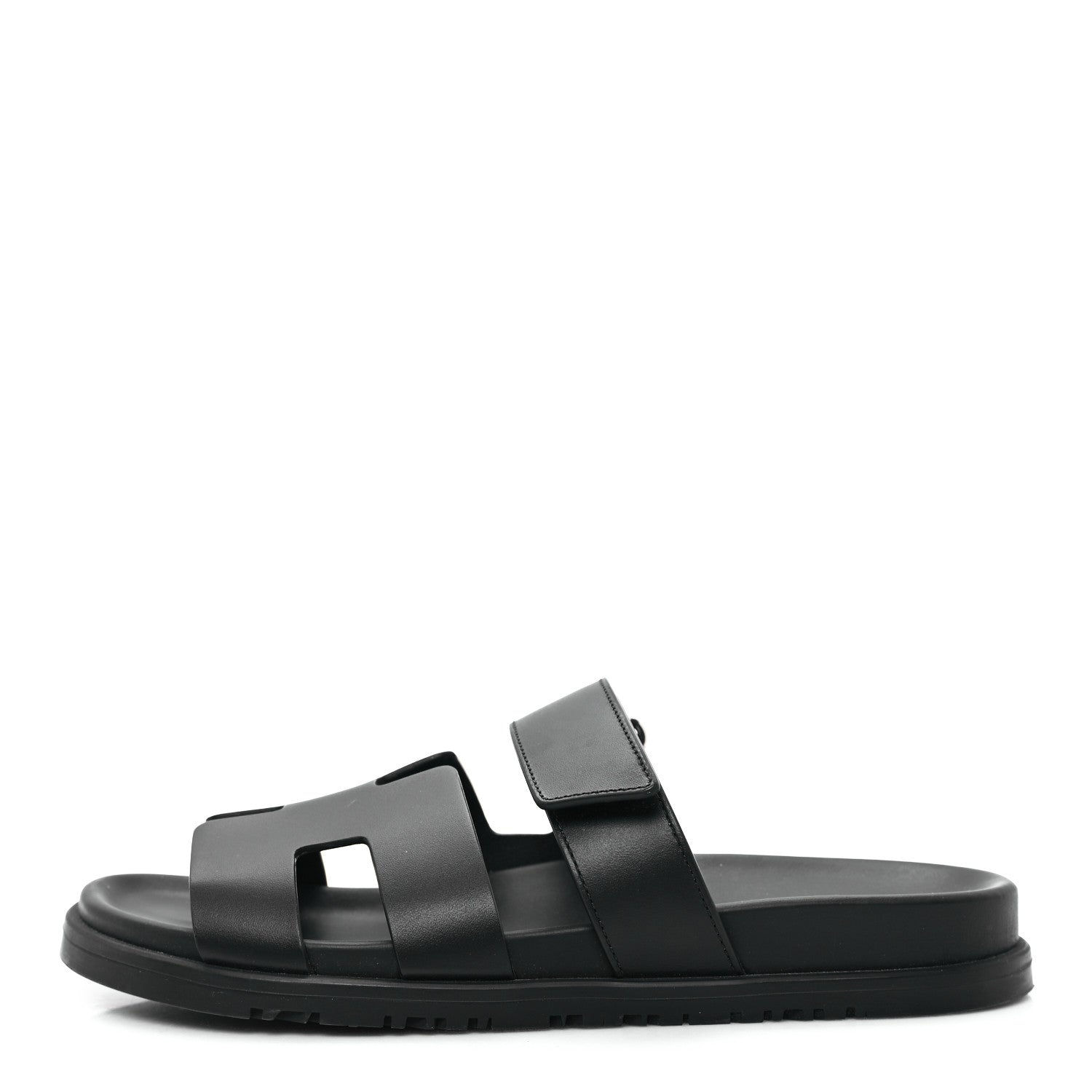 Hermes Calfskin Womens Chypre Sandals 38.5 Black 1 of 10
