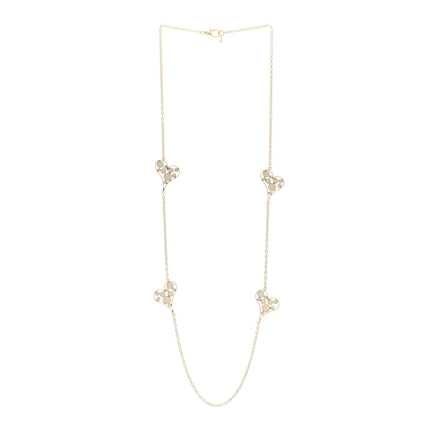 Roberto Coin 18K Yellow Gold Enamel Bollicine Heart Station Necklace 3 of 4