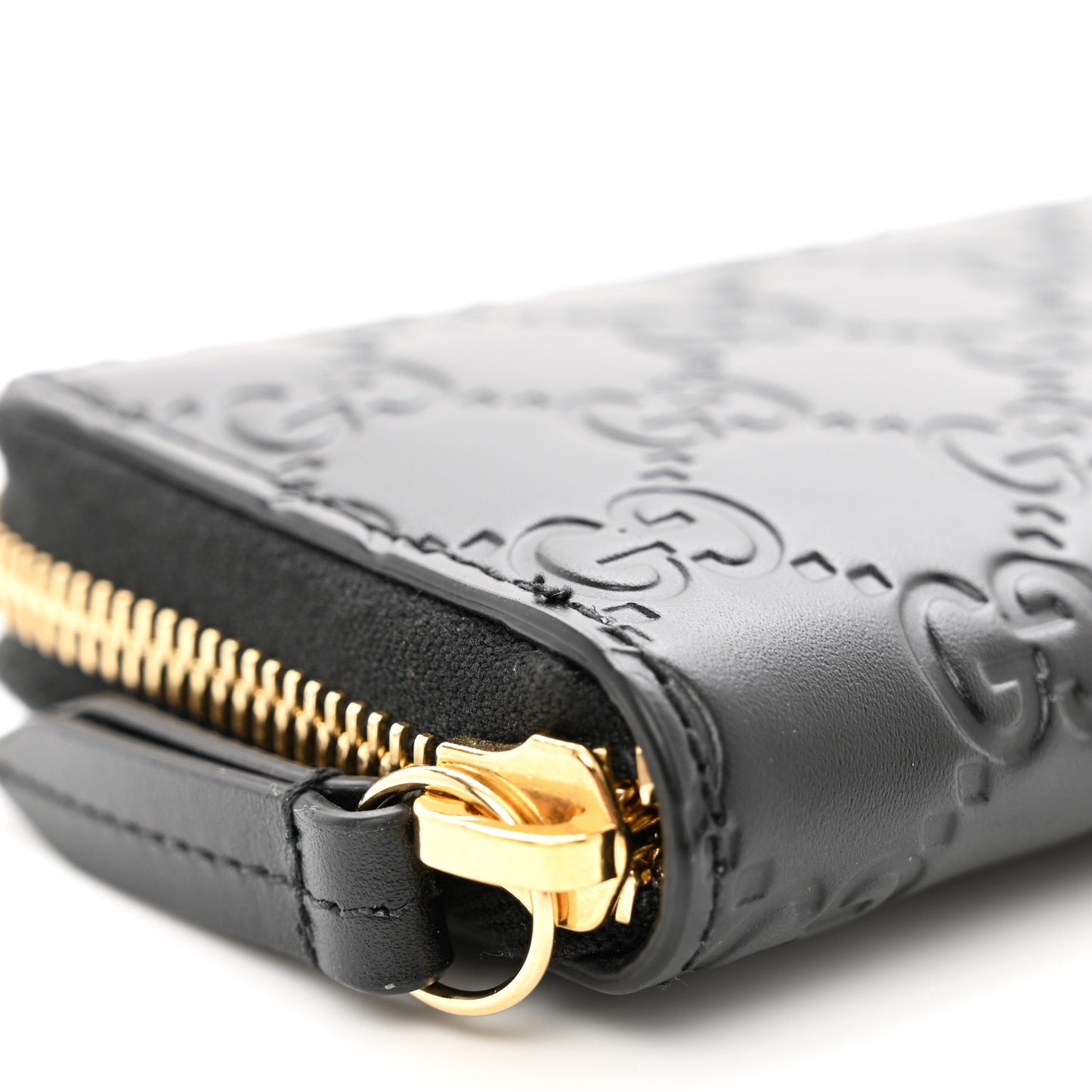 Guccissima Zip Around Card Case Black