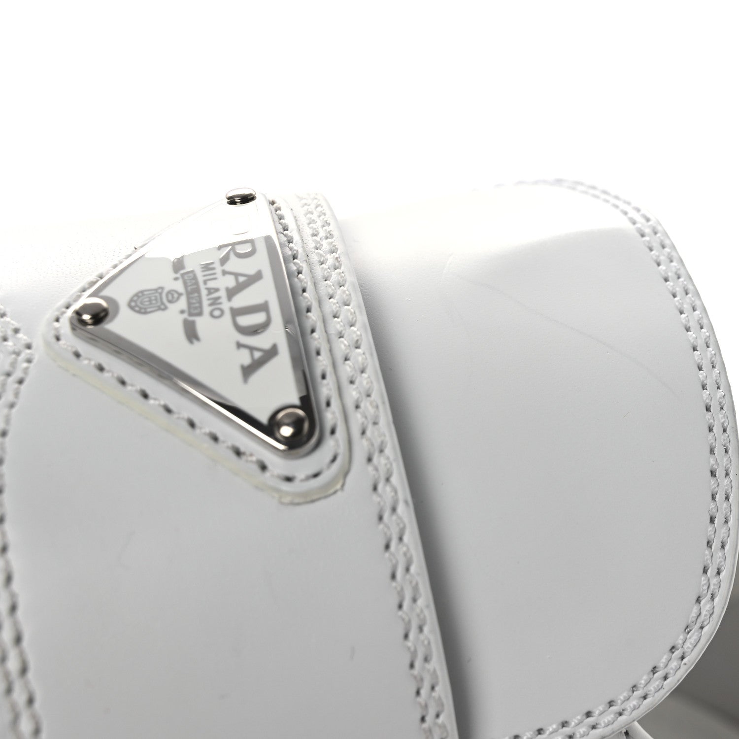 Prada Spazzolato Triangle 50mm Loafers 41 White 11 of 12