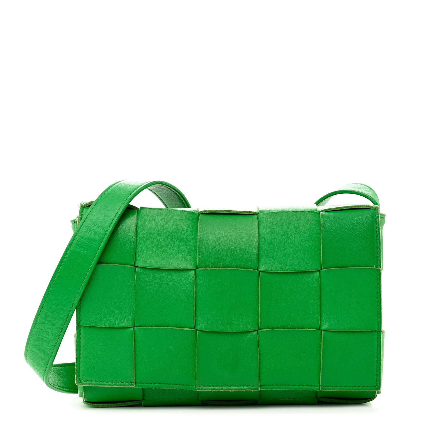 Bottega Veneta Lambskin Maxi Intrecciato Cassette Crossbody Bag Grass 1 of 13