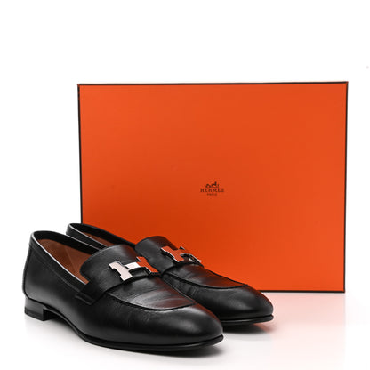 Hermes Goatskin Womens Paris Loafers 38.5 Black 11 of 11
