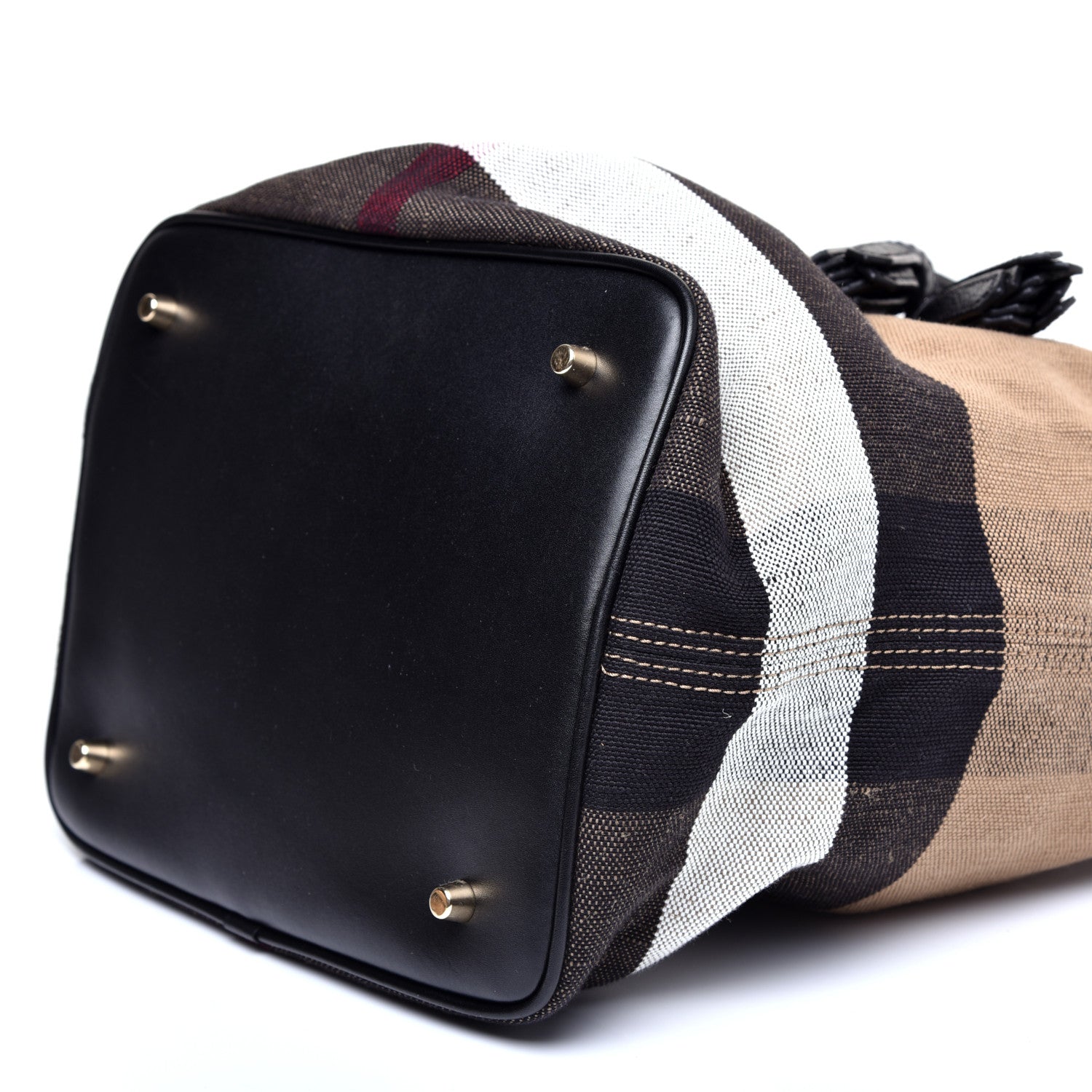 Burberry Grainy Calfskin Canvas Mega Check Medium Ashby Tassel Hobo Black 8 of 11