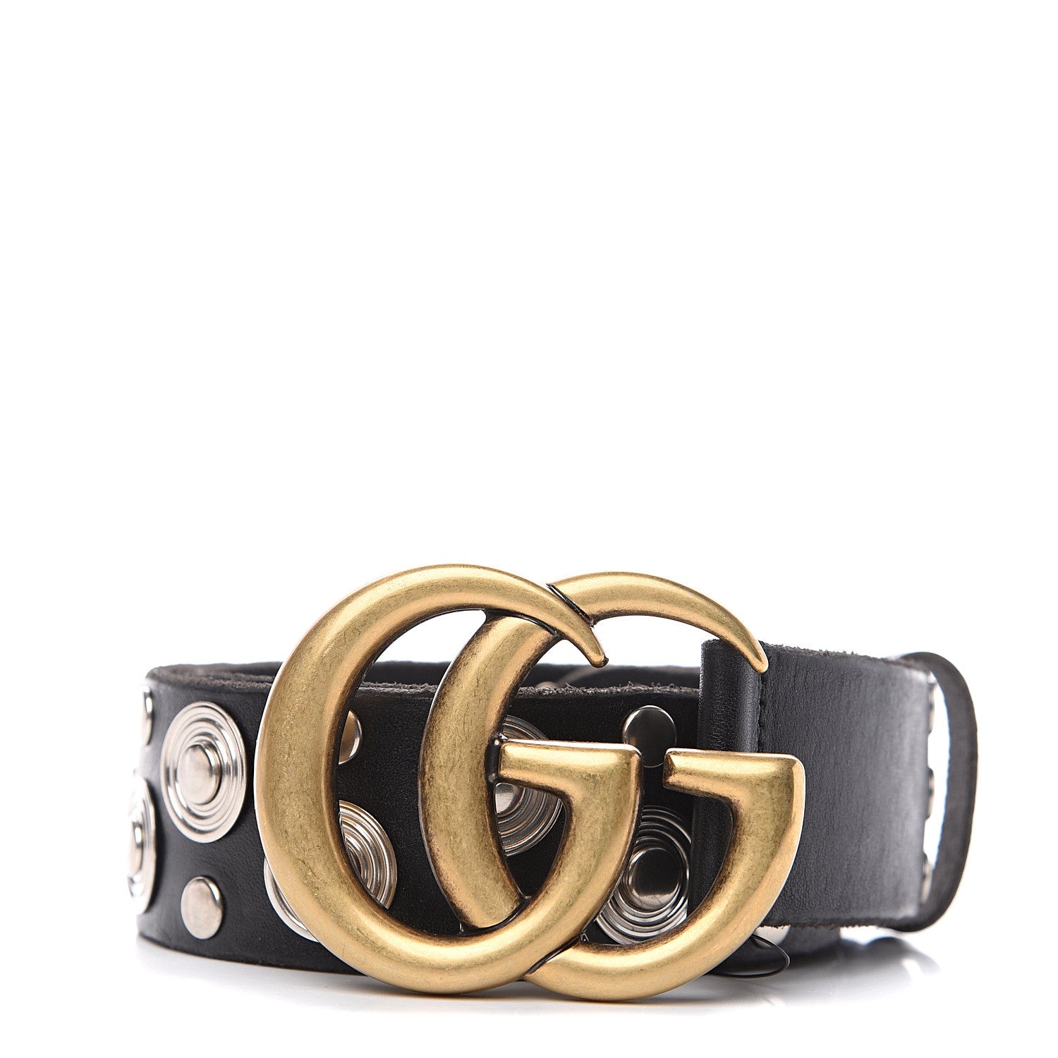 Gucci Calfskin Studded Double G 40mm Belt 70 28 Black 1 of 5
