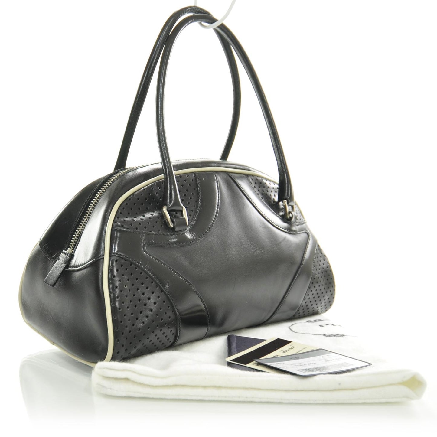 Vitello Drive Perforated Bowling Bag Black