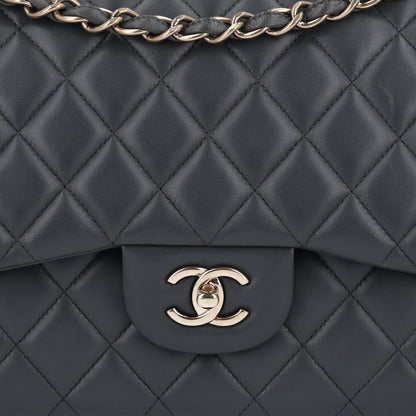 Chanel Lambskin Quilted Jumbo Double Flap Dark Grey 9 of 11