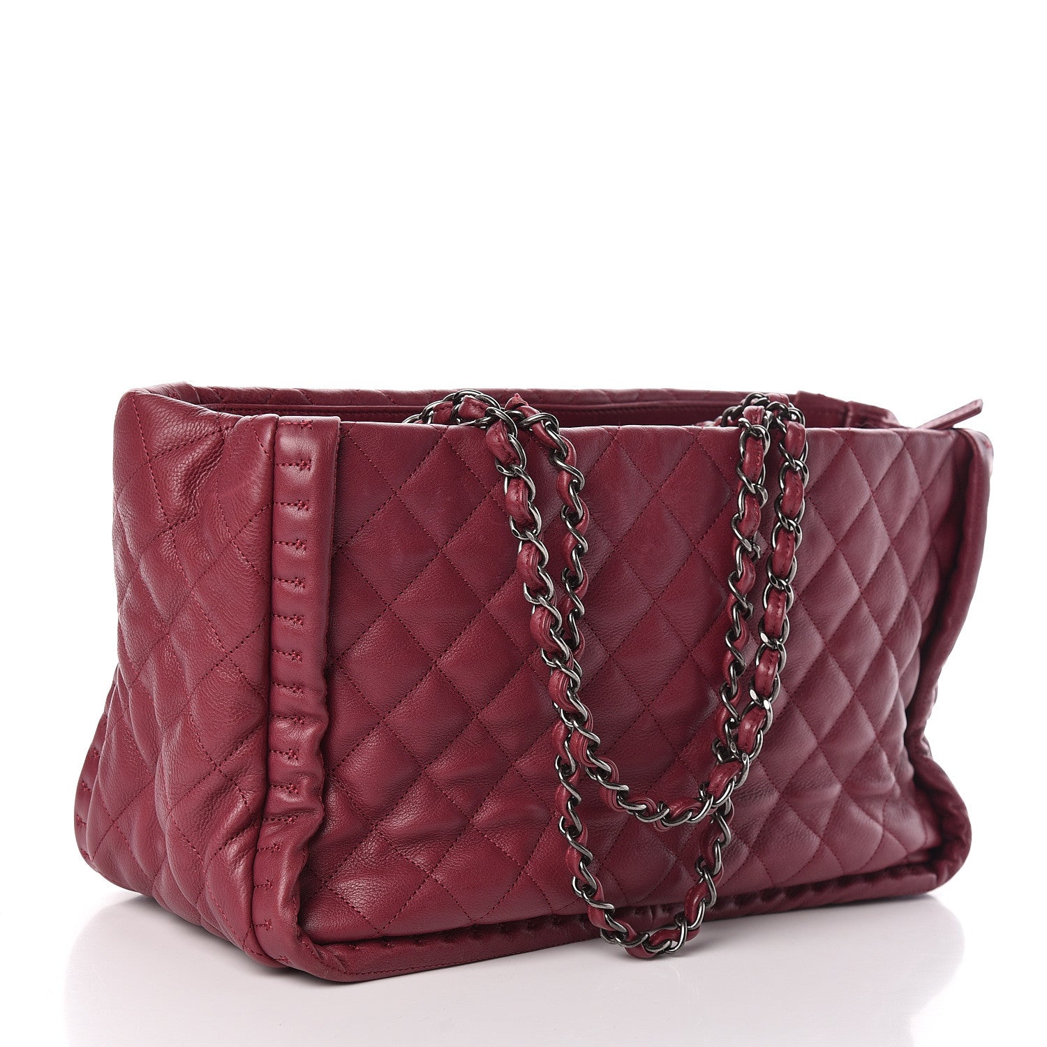 Chanel Calfskin Quilted Small Istanbul Tote Light Burgundy 3 of 13