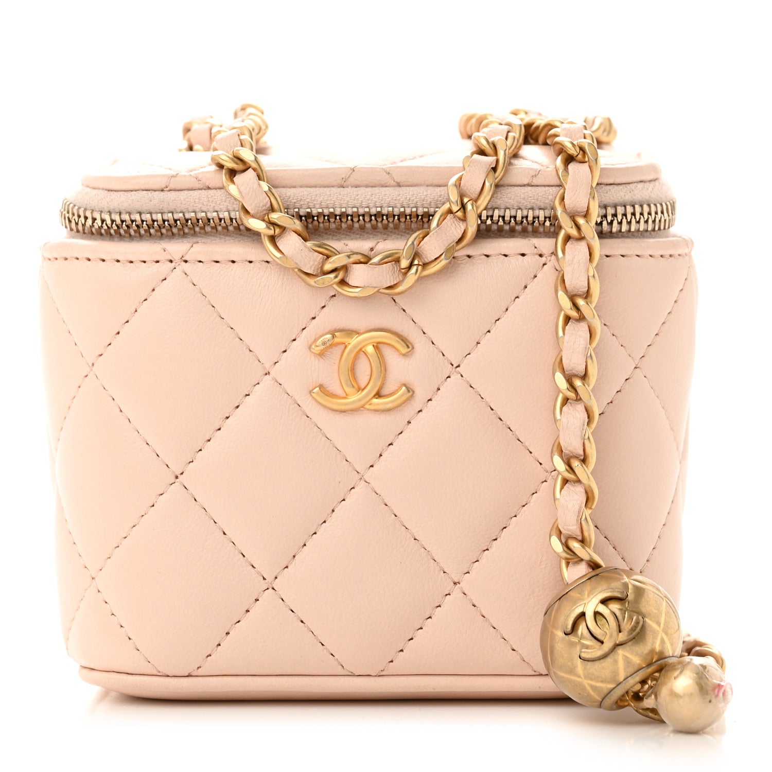 Chanel Lambskin Quilted Pearl Crush Mini Vanity Case With Chain Beige 1 of 11