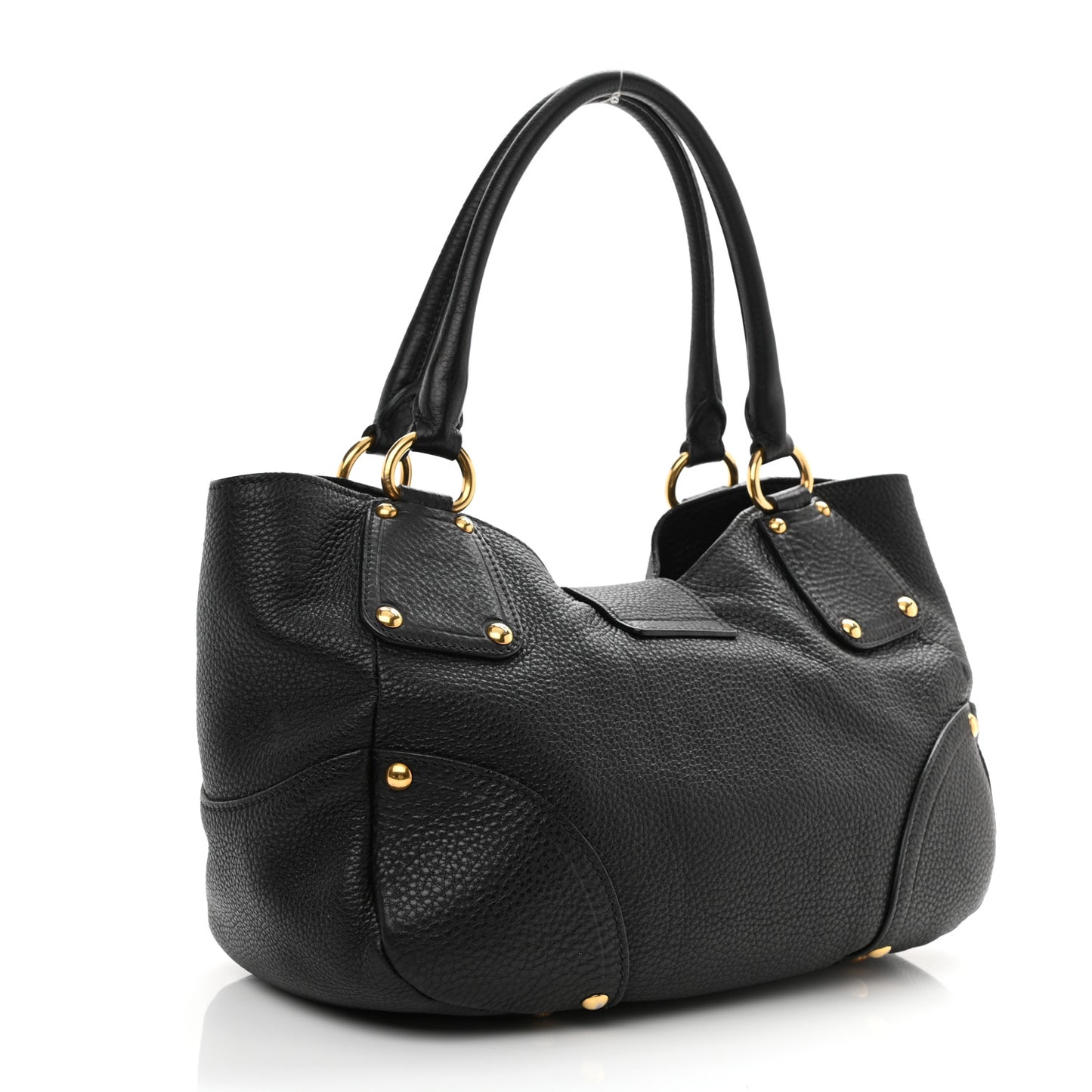 Vitello Daino Pushlock Tote Black