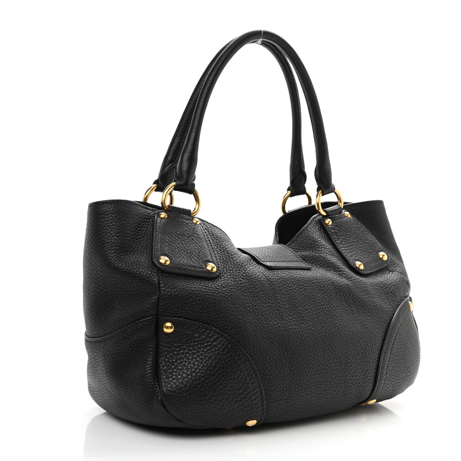 Prada Vitello Daino Pushlock Tote Black 2 of 10