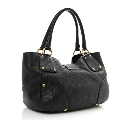 Prada Vitello Daino Pushlock Tote Black 2 of 10