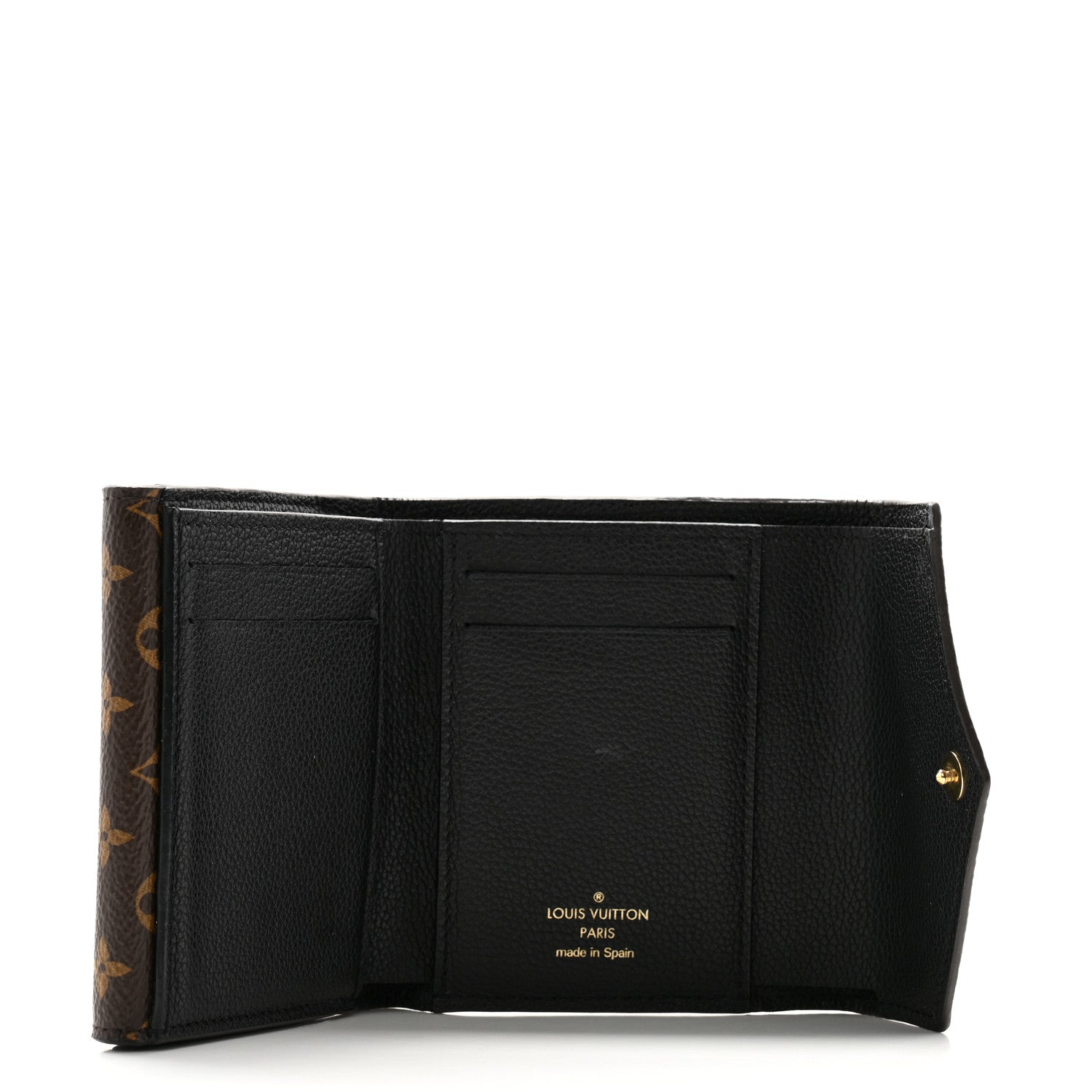 Louis Vuitton Grained Calfskin Monogram Double V Compact Wallet Black 5 of 10
