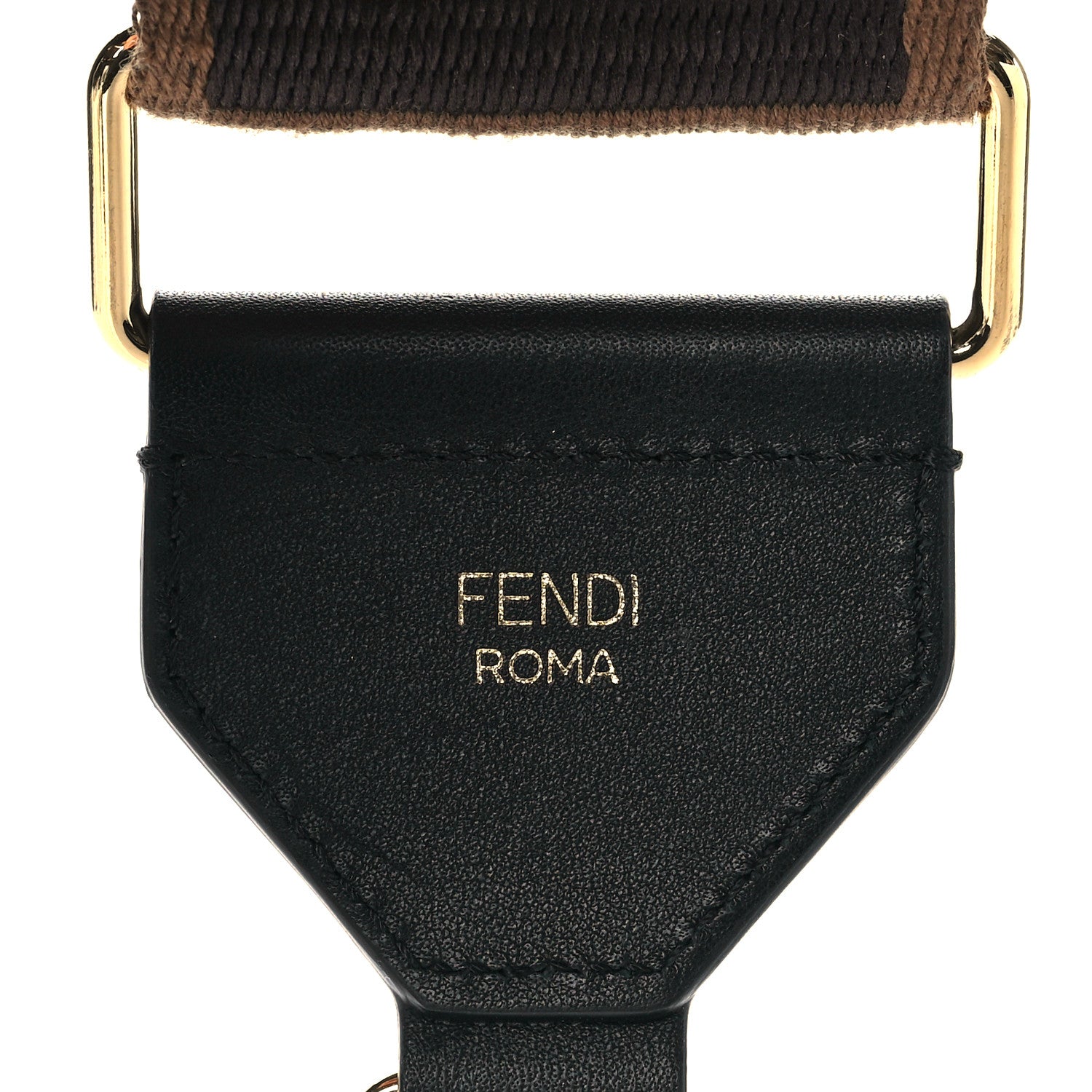 Fendi Ribbon Vitello Seta FF 1974 Adjustable Strap You Fango Marrone Black 3 of 5