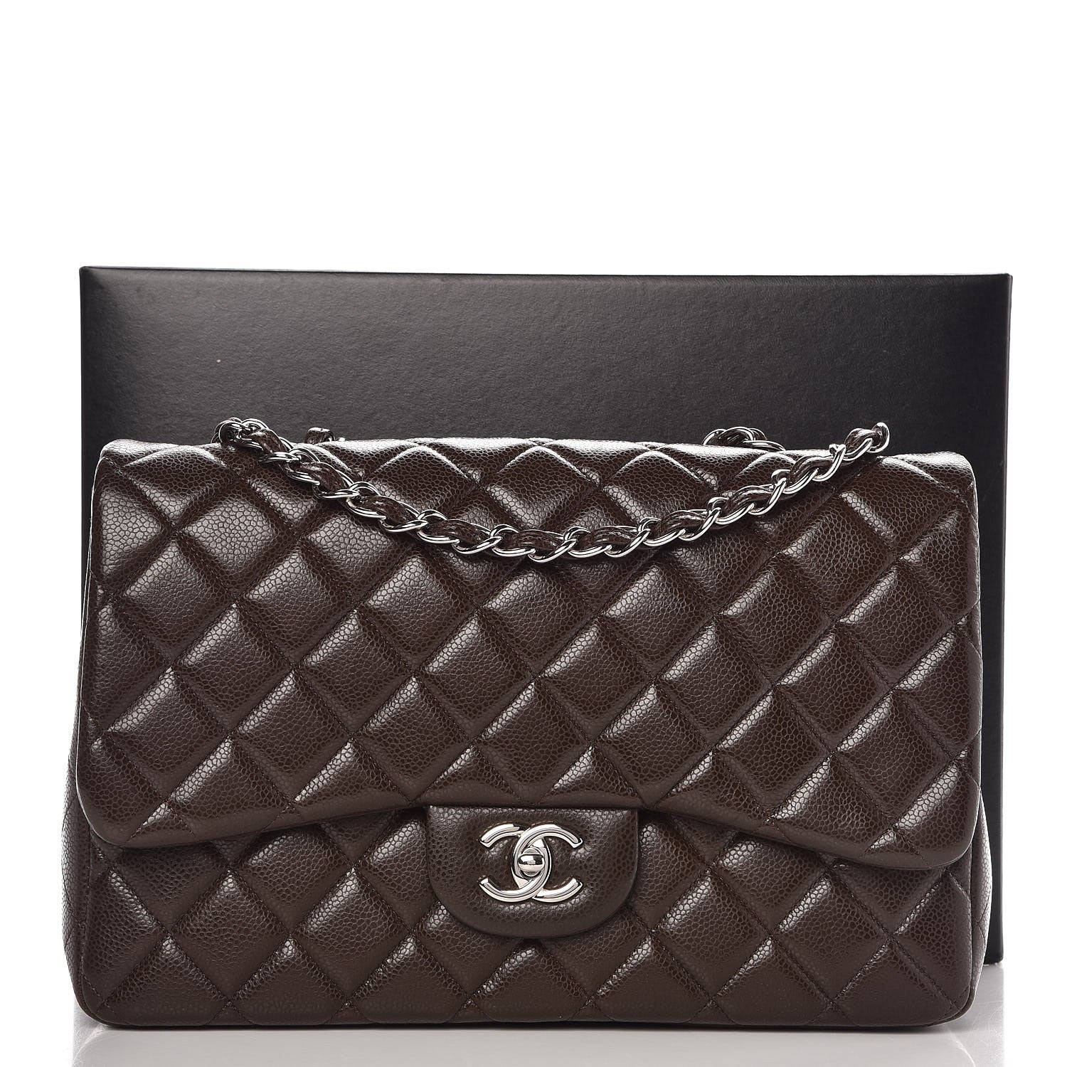 Chanel Caviar Quilted Jumbo Single Flap Dark Brown 10 of 10