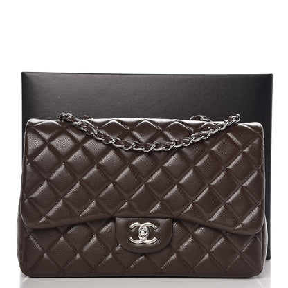Chanel Caviar Quilted Jumbo Single Flap Dark Brown 10 of 10