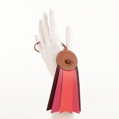 Hermes Hunter Cowhide Milo Lambskin Paddock Flot Bag Charm Rose Shocking Rouge H Rose Jaipur 2 of 5