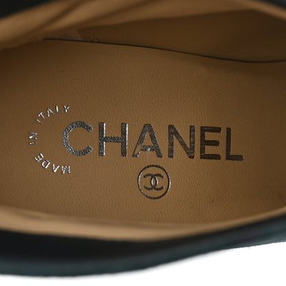 Chanel Suede Calfskin Satin Gabrielle Cap Toe Short Boots 38 Blue Black 7 of 9