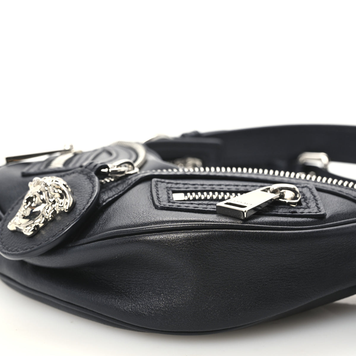 Versace Calfskin Mini Repeat Zip Hobo Black 10 of 10