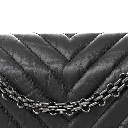 Chanel Aged Calfskin Chevron Quilted 2.55 Reissue 225 Flap So Black 7 of 11