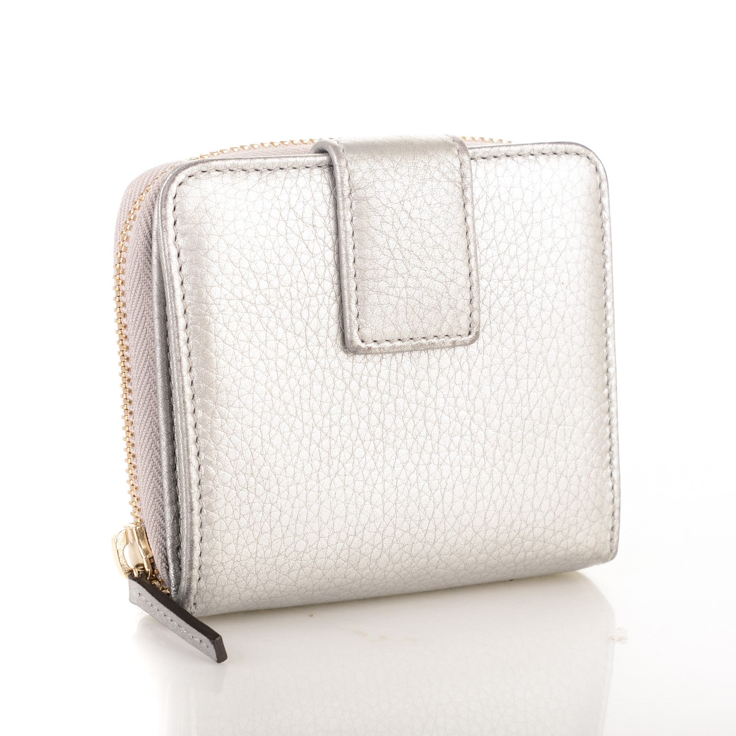 Gucci Calfskin Zip Around French Wallet Silver 3 of 12